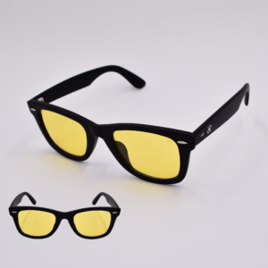 cuadrado negro matte lente amarillo traslucido estilo wayfarer