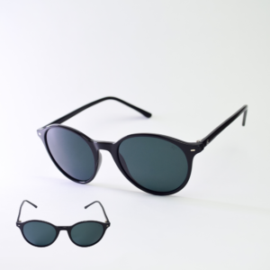 Round Negro Lente Gris